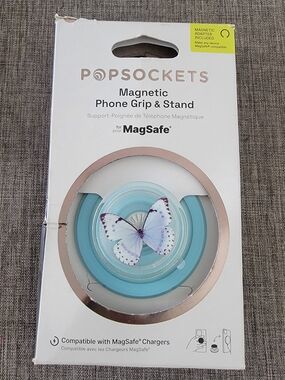 PopSocket Magnetic Phone Grip & Stand - Light Blue with Butterfly